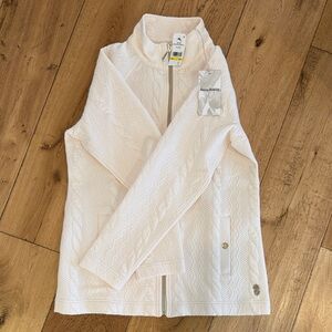 Tommy Bahama Cream Quilted Zip-Up Jacket